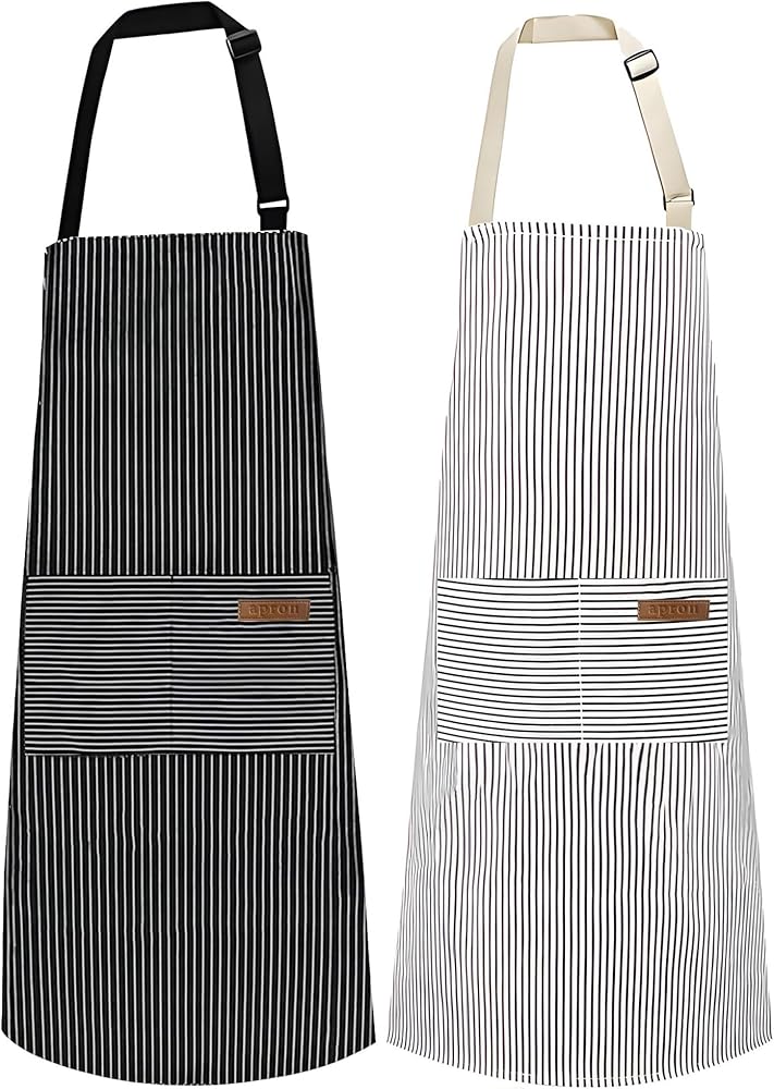 2 Pack Apron, Cooking Kitchen Aprons, Adjustable Bib Apron with 2 Pockets for Men Women Chef Apron