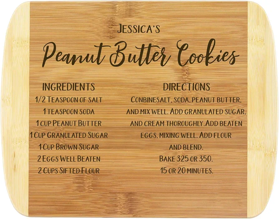 Personalized Wooden Custom Recipe Cutting Board (Thick), Typed Engraved, Recipe | Family Recipe, Family Heirloom Gift | Charcuterie, Meat, Cheese | Grandma Mom Mother Gift