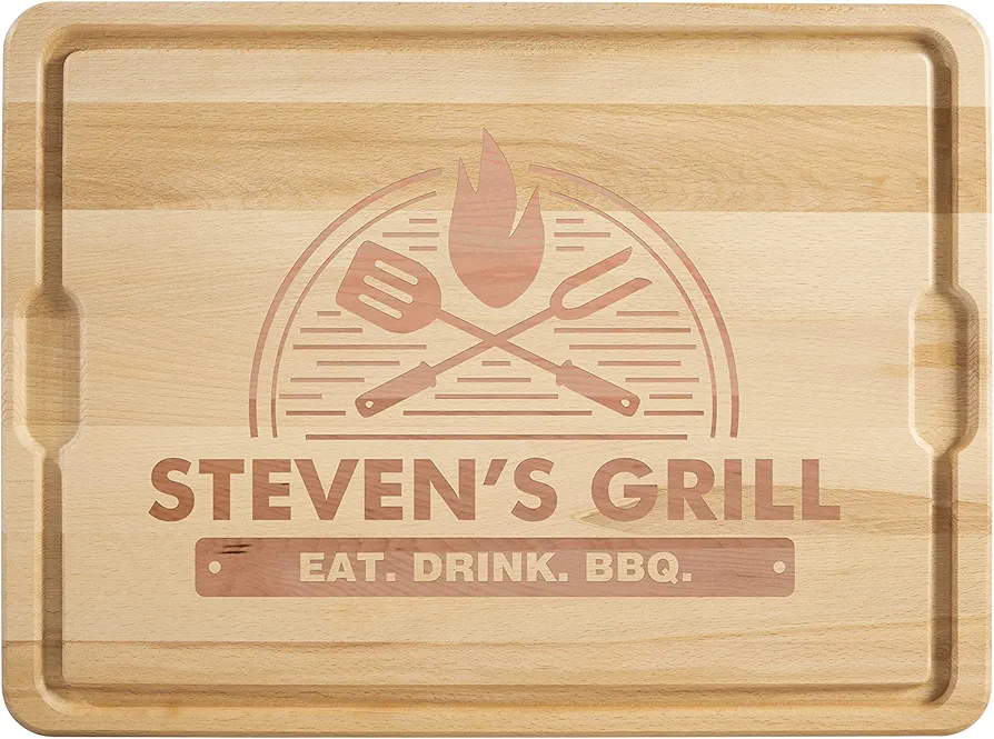 Personalization Universe Grill Master 12"x17" Hardwood Cutting Board - Customizable, Engraved, Eco-Friendly Reclaimed Wood, Personalized Cutting Boards For Him, Gifts For Men