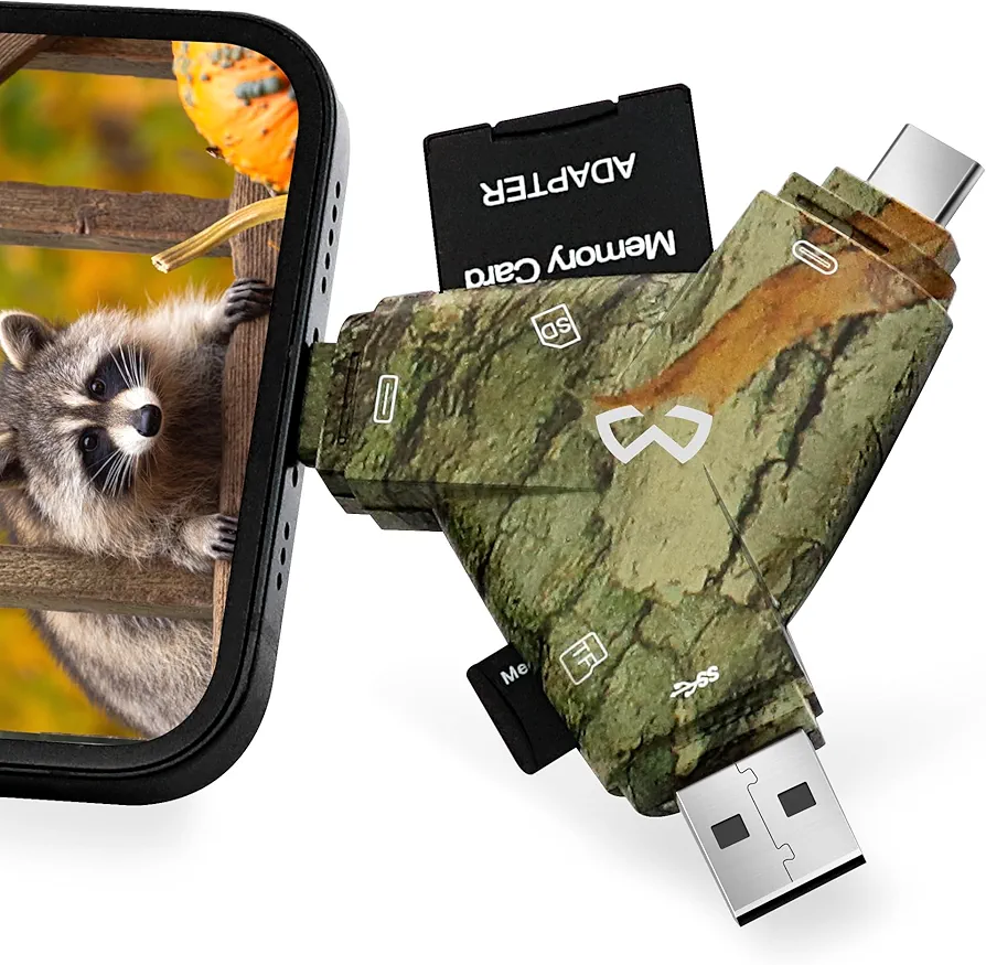 Trail Camera Viewer for Hunters to View Images and Videos from Game Camera, Compatible with Lightning, Type-C, Micro USB and USB, Perfect Hunting Accessories