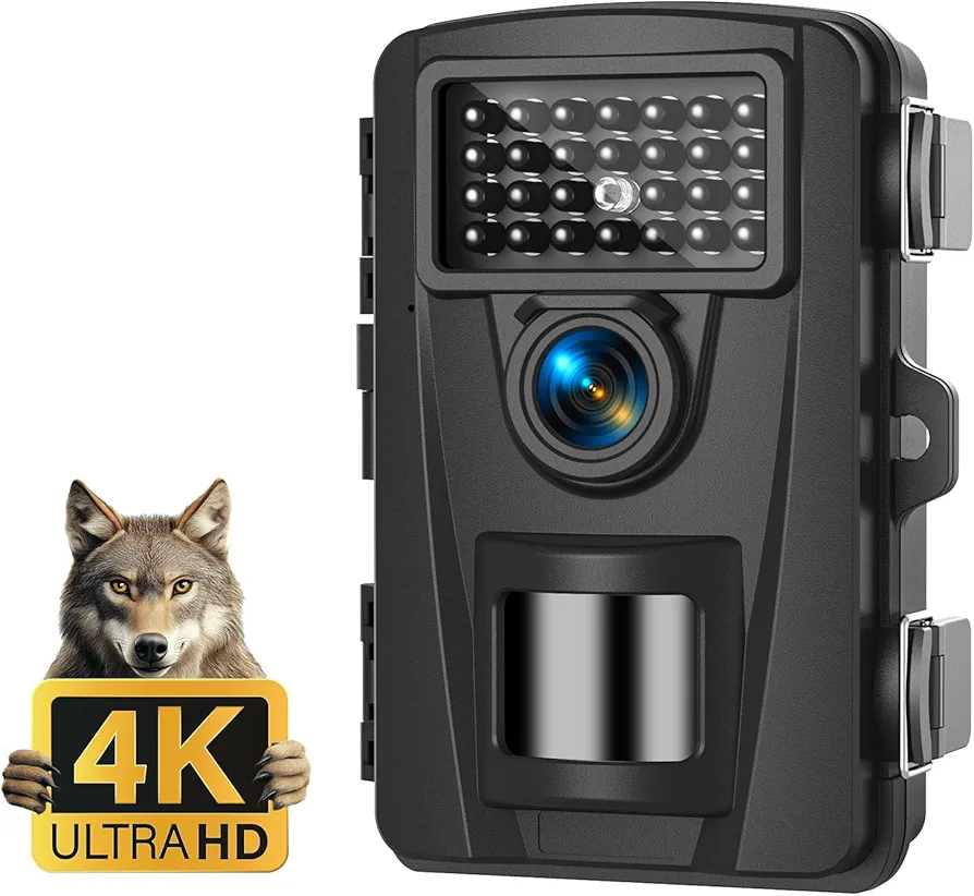 Trail Camera, 4K 48MP Game Cameras with Night Vision, No Glow 940nm IR LEDs, Trail Cam with 0.1s Trigger Motion Activated 120° Wide Angle, 82FT Trigger Distance, Hunting Camera for Wildlife Monitoring