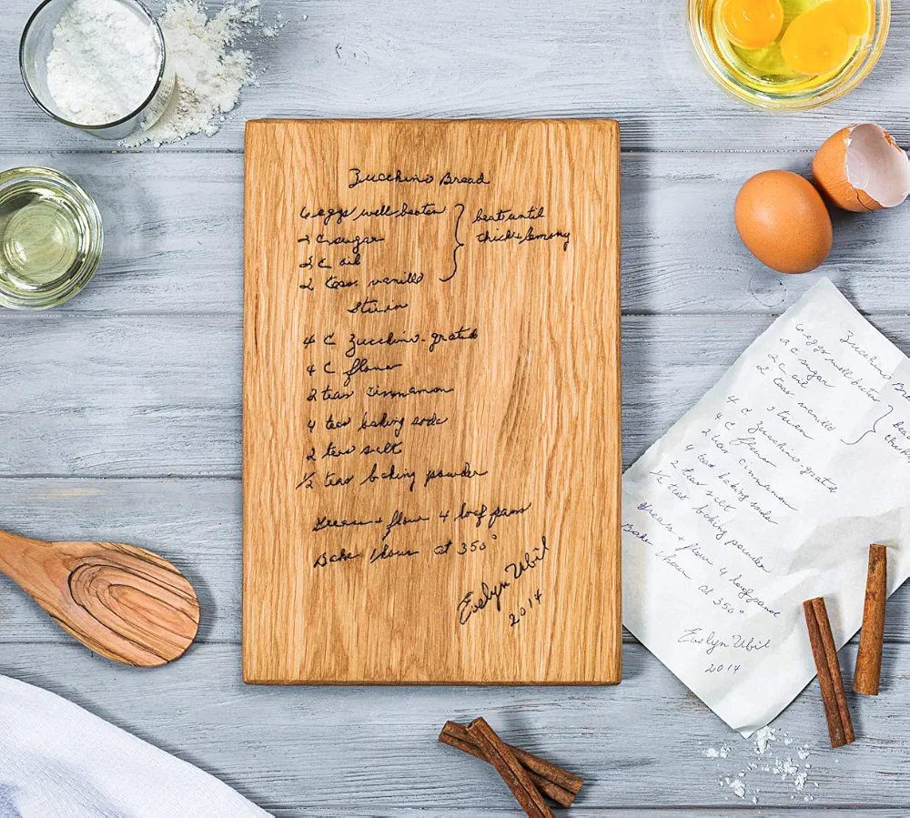 Recipe Cutting Boards - Personalized Wood Cutting Board – Custom Engraving with Handwritten Family Recipe – Keepsake Gift for Parents, Christmas, Anniversary, Wedding, Housewarming, Mother’s Day