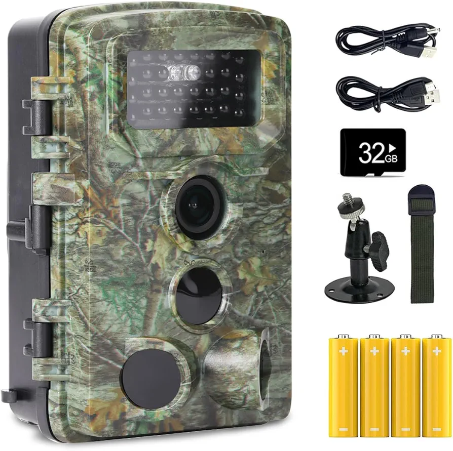 Trail Camera, 36MP 1080P Game Camera with Night Vision, 0.2s Trigger Time Motion Activated 120°Wide Camera Lens, IP66 Waterproof Hunting Camera for Outdoor Wildlife Surveillance