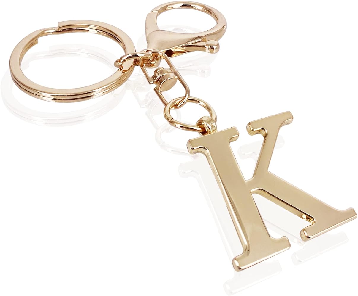 LAXPICOL Gold Letter A-Z Keychain for Women Bag Charms Purse Charms For Handbags Metal Alphabet Initial Letter Keychain