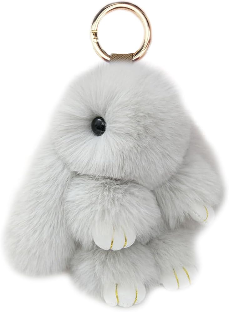 Unpafcxddyig Bunny Keychain Cute Soft Artificial fur Keychain Car Handbag Keyring