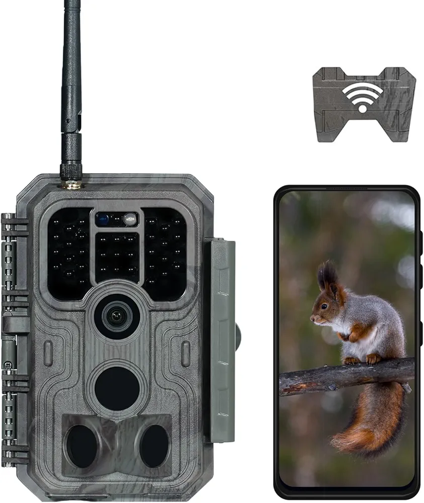 Trail Camera P200, WiFi Bluetooth, 48MP 1296p, 100ft Night Vision, Cell Phone App, Game Cameras with Motion Activated Waterproof