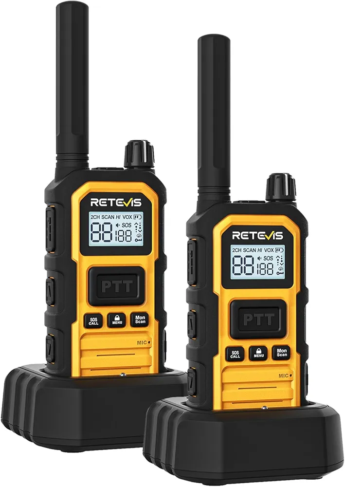 Retevis RB48P 5W Walkie Talkies Long Range, Waterproof Heavy Duty GMRS Two Way Radios, NOAA, USB-C Rechargable, Vibration Alert, Emergency 2 Way Radios, for Off-Roading Hunting(2 Pack)