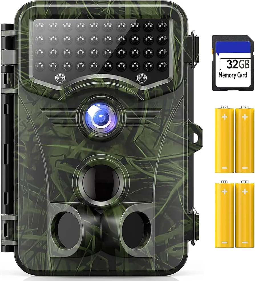 Vikeri 4K 32MP Trail Camera, Game Camera with Night Vision 0.1s Trigger Time Motion Activated 120°Wide Lens, IP66 Hunting Camera with 40pcs No Glow Infrared LED 2.4''LCD for Wildlife Monitoring