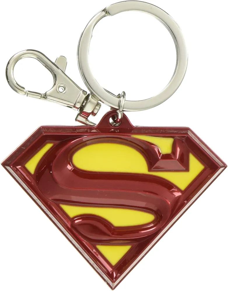 DC Colored Superman Logo Pewter Key Ring, Red