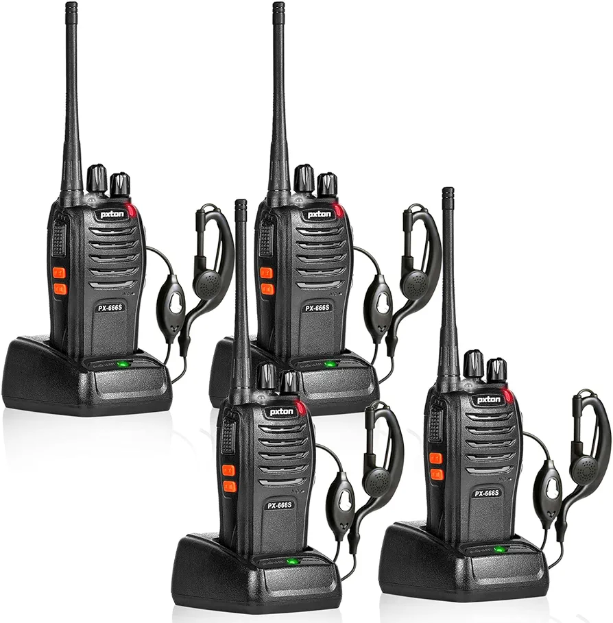 666S walkie talkies Long Range Rechargeable for Adults with Headphones and Li-ion Battery,2 Way radios has VOX/Noise Reduction/TOT/Flashlight/Monitoring/Scan Function（4 Pack）