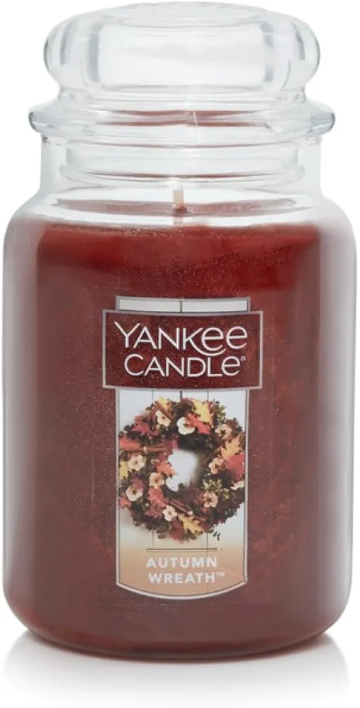 Yankee Candle Autumn Wreath Scented, Classic 22oz Large Jar Single Wick Aromatherapy Candle, Over 110 Hours of Burn Time, Fall Fragrance, Perfect for gifting