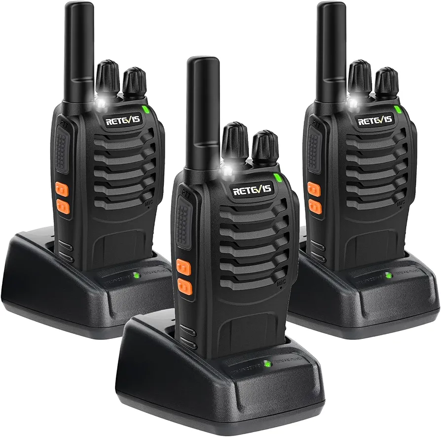 Retevis H-777 Walkie Talkies Rechargeable, 2 Way Radios Long Range, Portable FRS Two-Way Radios, Short Antenna, LED Flashlight, for Adults Family Outdoor (3 Pack)