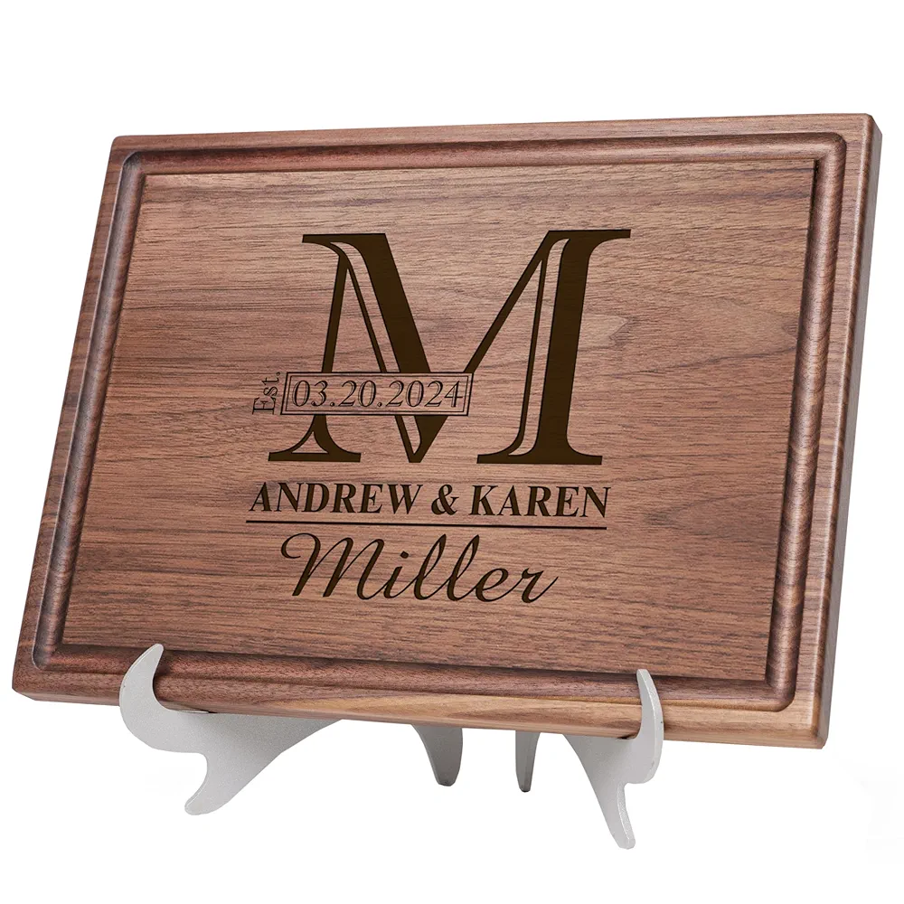 Straga Personalized Cutting Boards | Handmade Wood Engraved Charcuterie | Custom Wedding Gift, Housewarming Gift for Couples Monogram Designs