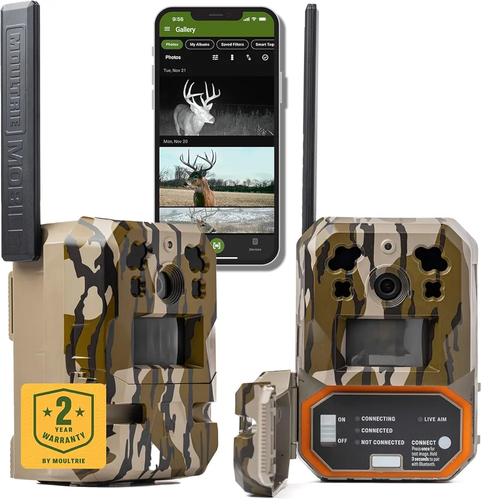 Moultrie Edge Pro Cellular Trail Camera - Auto Connect, Nationwide Coverage, False Trigger Elimination Tech,1080p Video with HD Audio, 100ft Detection Range