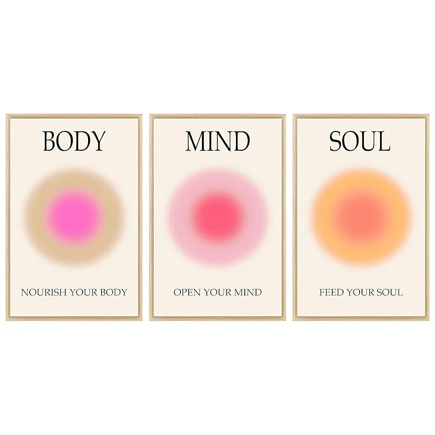 Mind Body Soul Print Positive Aura Posters For Room Aesthetic, Colorful Aura Poster Energy Wall Art Minimalist Print Aesthetic Wall Decor Posters for Bedroom Energy Spiritual 11x17 LAMINATED, No Frame