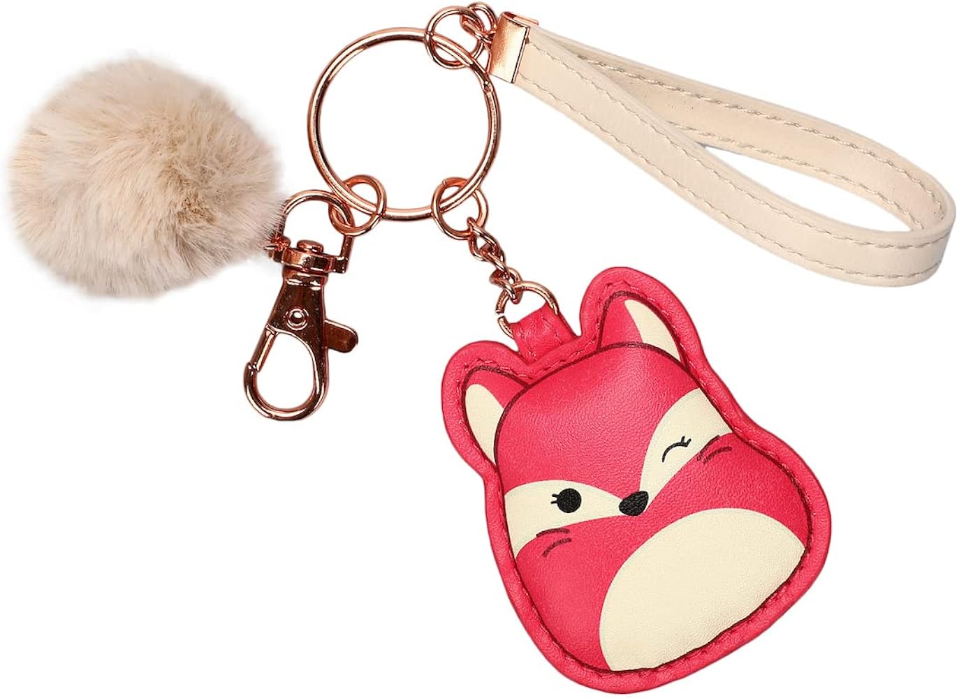 Squishmallows Fifi The Fox & Puff Pom Keychain With Wristlet Strap