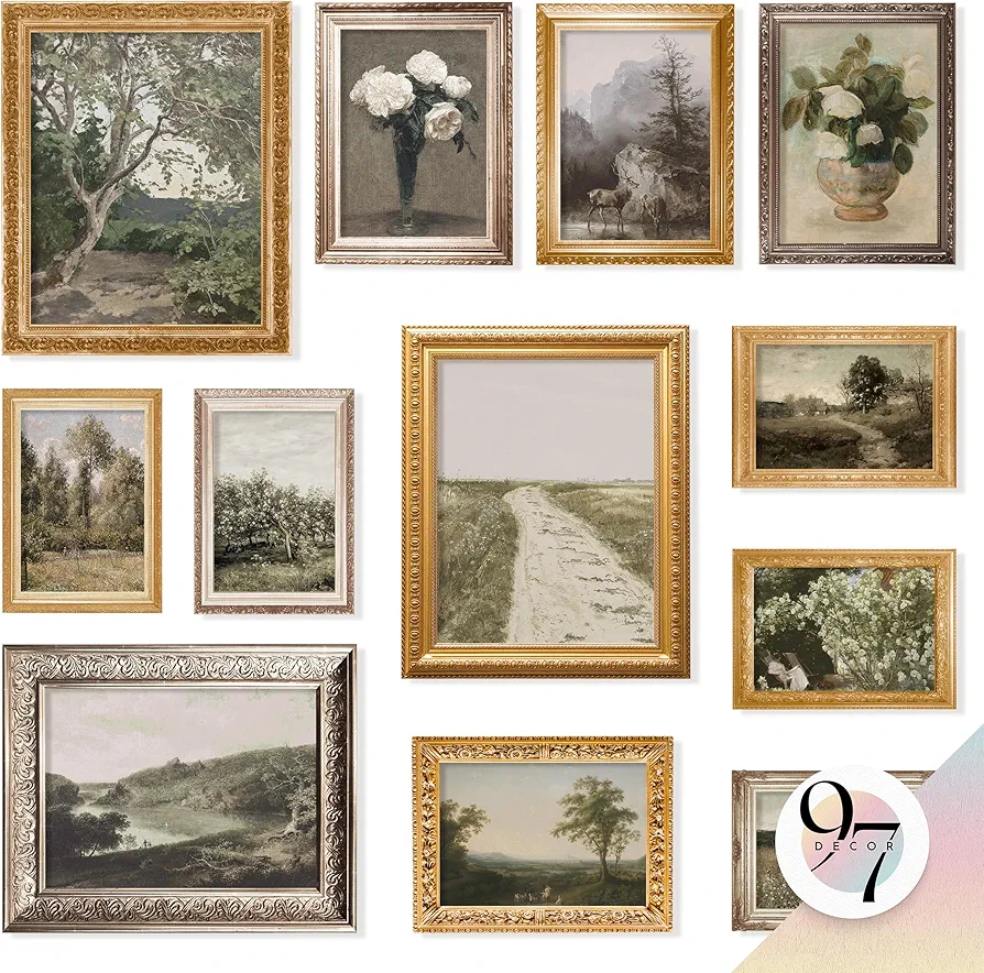 97 Decor French Country Wall Art Decor - Vintage Wall Art Prints, Cottagecore Wall Decor Vintage Botanical Print, Nature Poster Landscape Painting Farmhouse Spring Pictures For Home Bedroom (Unframed)