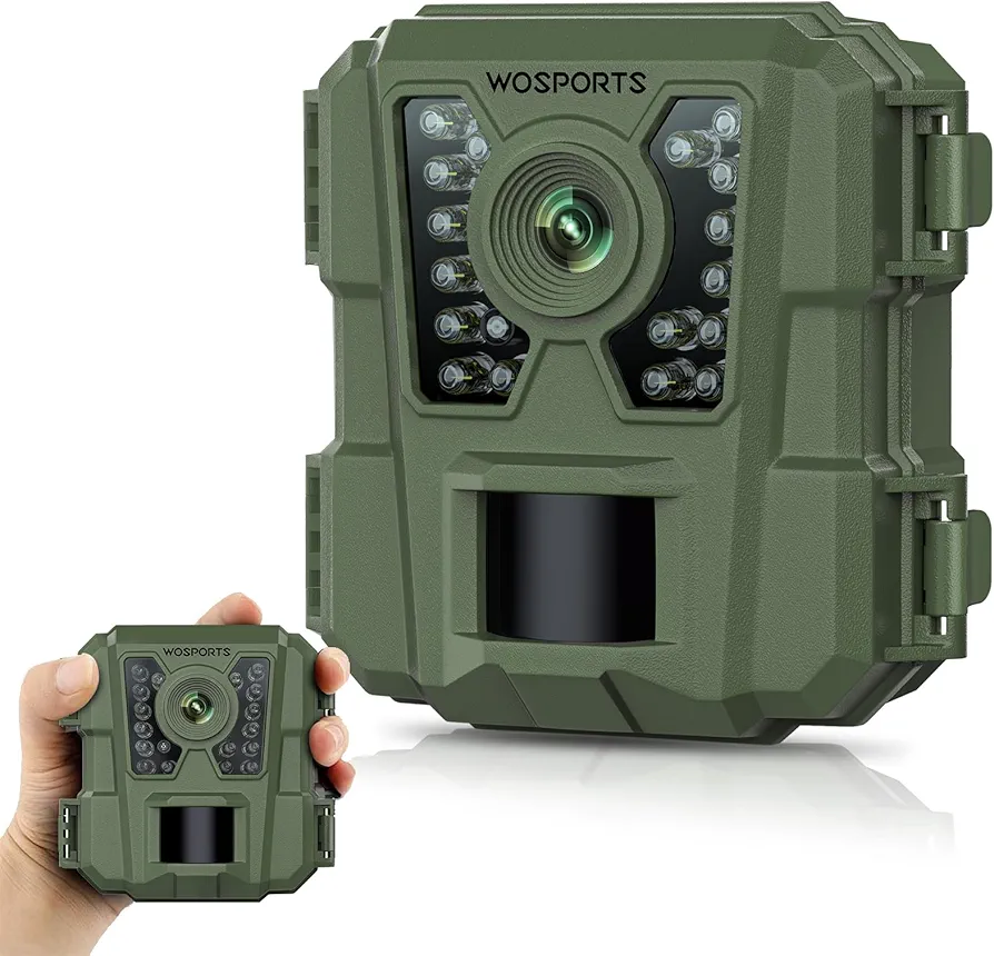 WOSPORTS Mini Trail Camera 24MP 1080P Game Hunting Camera with Night Vision Deer Camera for Wildlife Monitoring Hunting