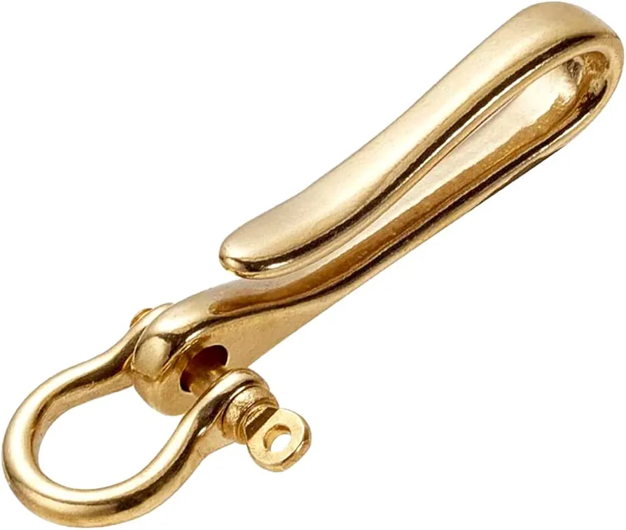 PH PandaHall Fish Hook Keychain, Brass Key Ring Golden Solid U Shape Key Hook Belt Keyring Pocket Clip with Key Shackle Heavy Duty Car keychain for Men Women Wallet Chain Purse Accessory