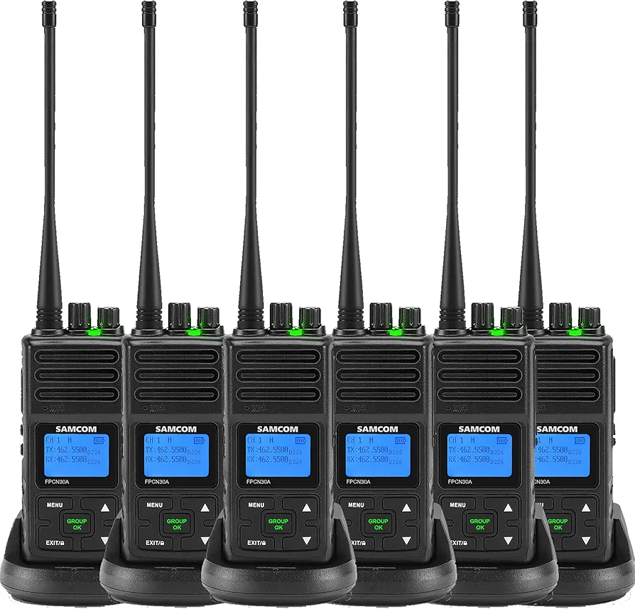 SAMCOM Long Range Walkie Talkies for Adults, 5Watt FPCN30A Two Way Radios with Earpieces,Programmable UHF 2 Way Long Distance Radio Group Call for Commercial Cruises Hunting Hiking,6 Packs