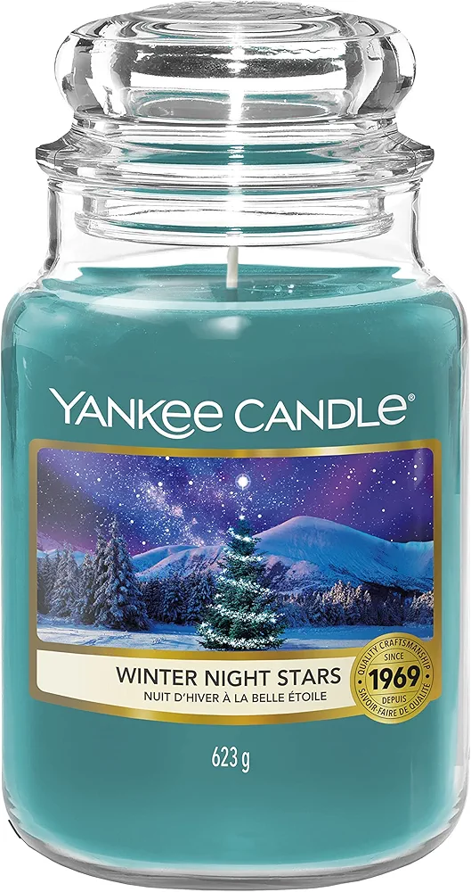 Yankee Candle Scented Candle, Winter Night Stars Large Jar Candle, Snow Globe Wonderland Collection, Burn Time: up to 150 Hours