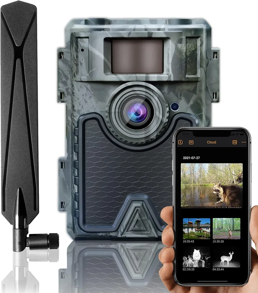 Cellular Trail Camera 480Ace, 4G IP66 Waterproof Hunting 1080P Game Camera with 52°Wide-Angle 0.4s Trigger, No Glow Night Vision Motion with 32G SD Card for Wildlife Monitoring, APP Control