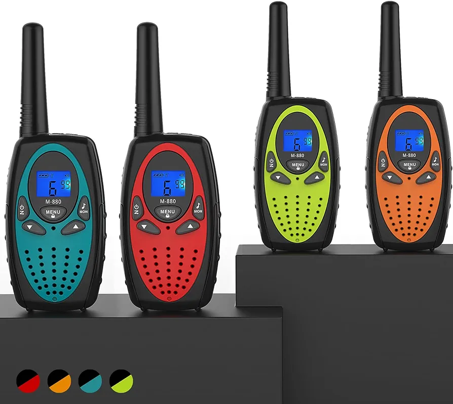 Walkie Talkies Long Range, M880 Two Way Radio for Adults with LCD Screen/Resistance Wakie-Talkies with Noise Cancelling for Men Women Outdoor Cruise Ship (Blue YellowGreen Red Orange)