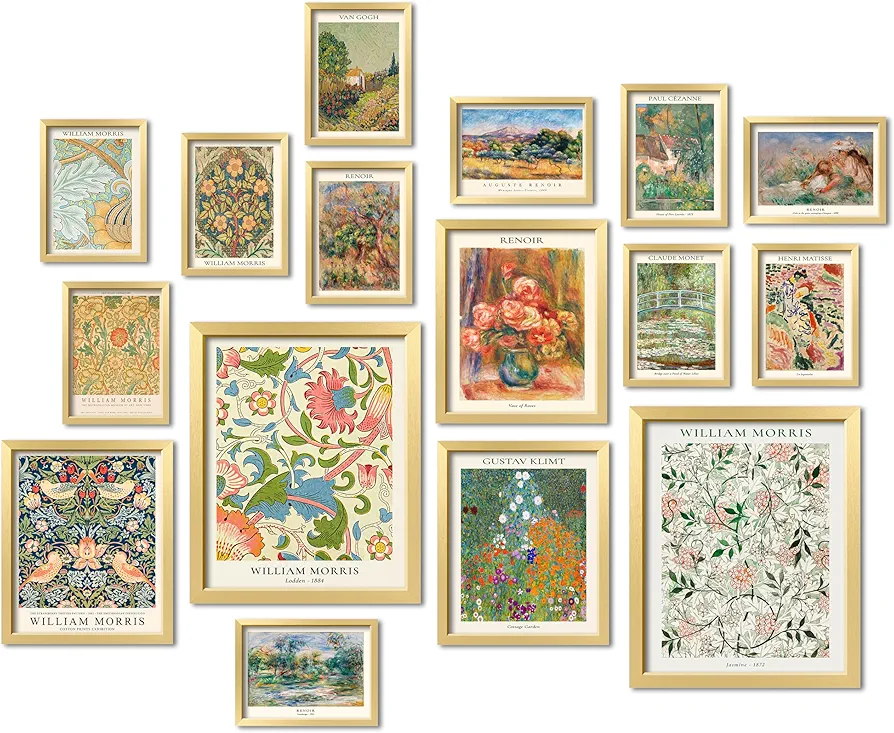 ANERZA 16 PCS Vintage Eclectic Wall Art Decor, William Morris Wall Prints for Bedroom, Posters for Room Aesthetic, Wall Collage Kit Pictures for Living Room, Colorful Dorm Gallery Home Decor