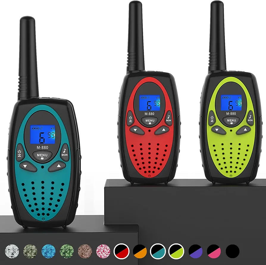 Walkie Talkies Long Range, M880 FRS Two Way Radio for Adults with LCD Screen/Resistance Wakie-Talkies with Noise Cancelling for Men Women Outdoor Cruise Ship (Blue Red YellowGreen)