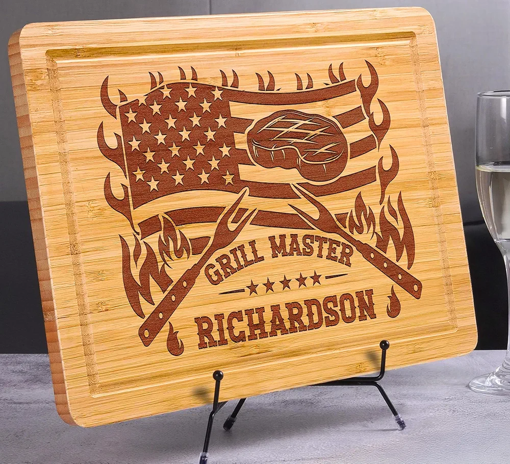 Personalized Grill Cutting Board, Grilling Gifts For Men, Wood Cutting Board for Meat, Unique Birthday or Christmas Gifts For Men, BBQ Gifts for Dad