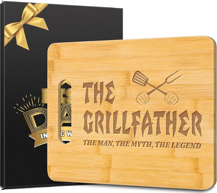 Fathers Day Dad Gifts,Christmas Gifts for Dad,Dad Birthday Gift from Daughter Son Unique Engraved Cutting Board The Grillfather The Man The Myth, The Legend(BEST DAD)