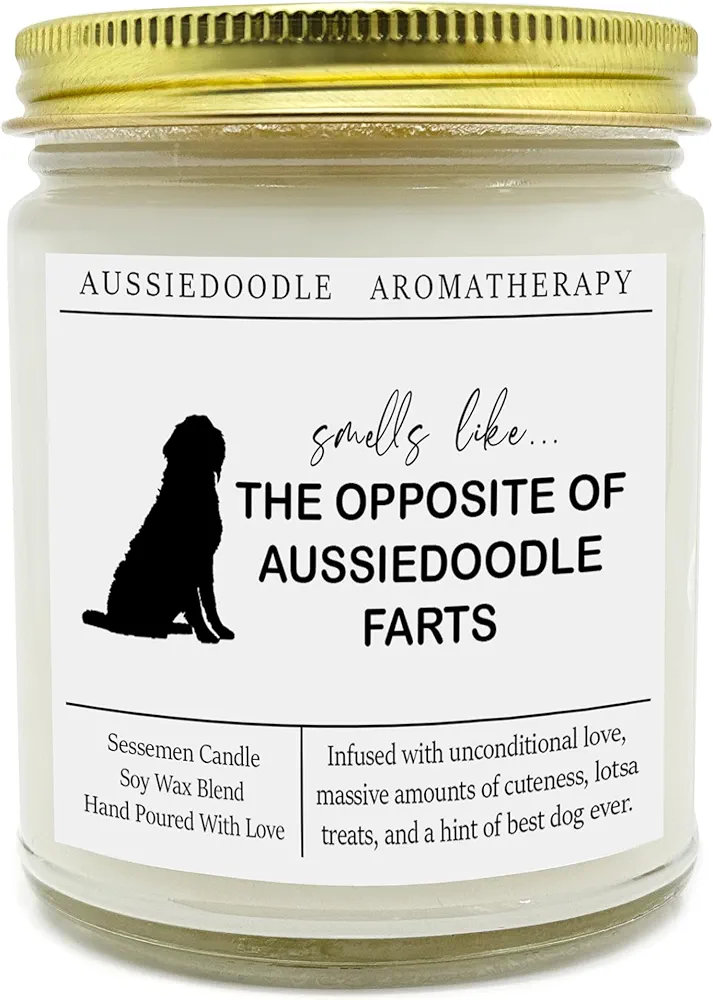 Aussiedoodle Candle, Aussiedoodle Gift, Clear Jar Candle, Aussiedoodle Owner, Candle Non-Toxic for Fall, Autum, Winter (9Oz, Vanilla Bean)