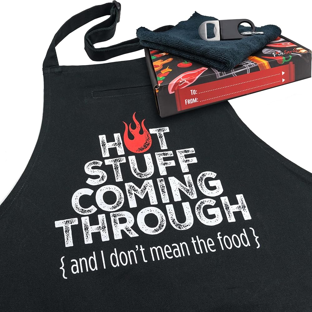 Aprons for Men and Women, Grill Apron, BBQ Apron, Ideal Christmas or Father's Day Gift, Gift Set or Apron Only